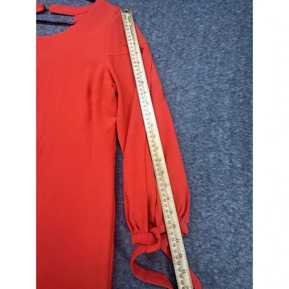 Skies are‎ Blue Dress Ruffle Open Long Sleeve Round Neck Bright Orange Size L